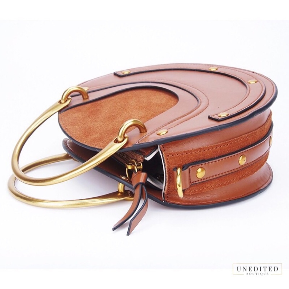 Circle Top Handle Crossbody - Saddle - Picture 4 of 7